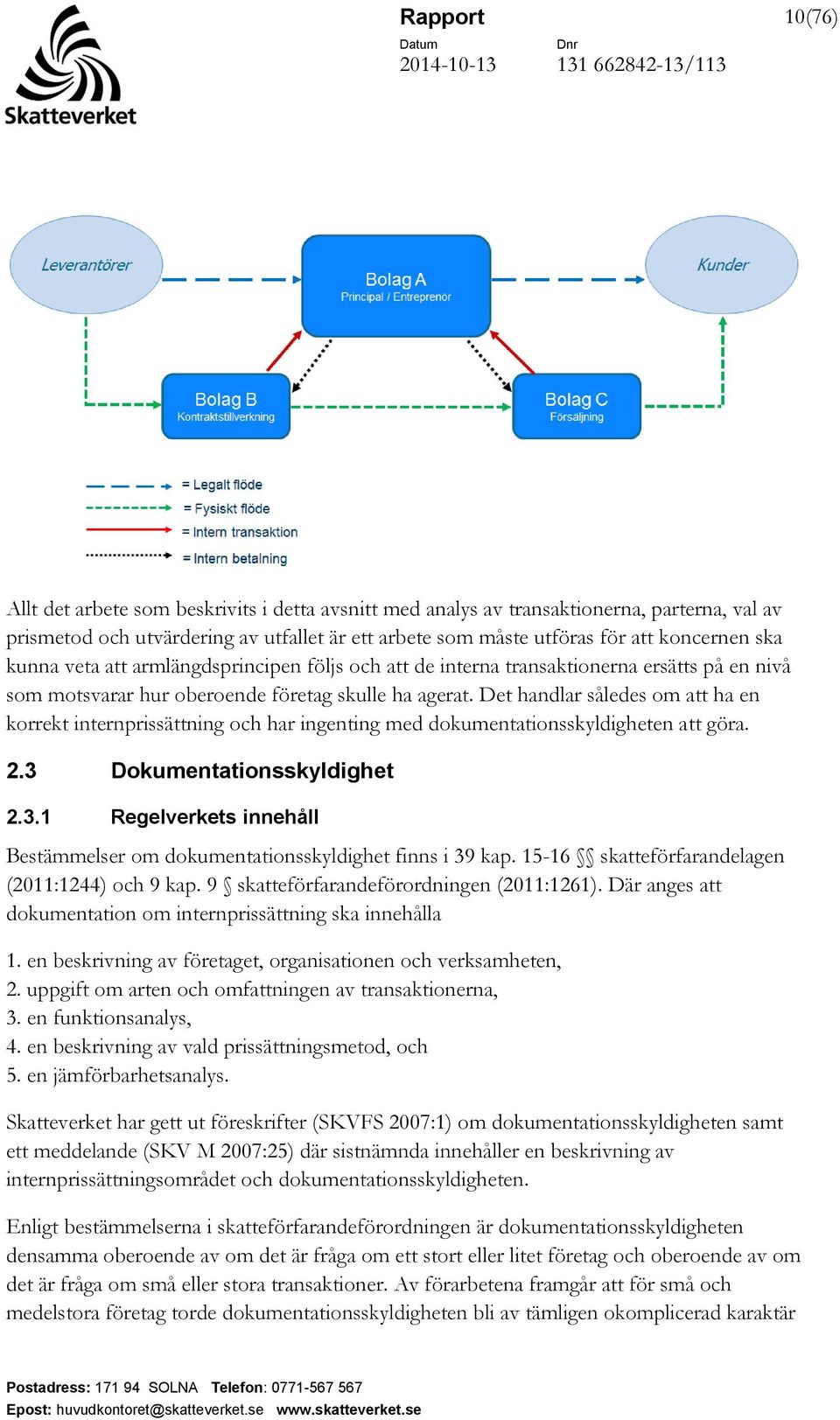 Det handlar således om att ha en korrekt internprissättning och har ingenting med dokumentationsskyldigheten att göra. 2.3 