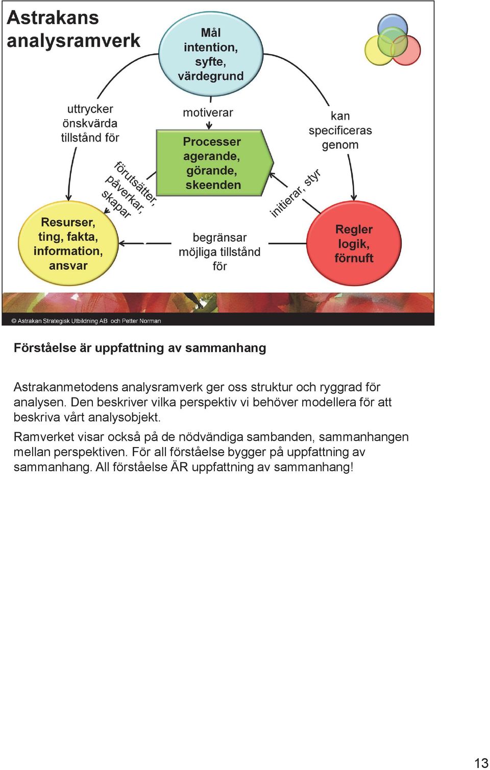 Den beskriver vilka perspektiv vi behöver modellera för att beskriva vårt analysobjekt.