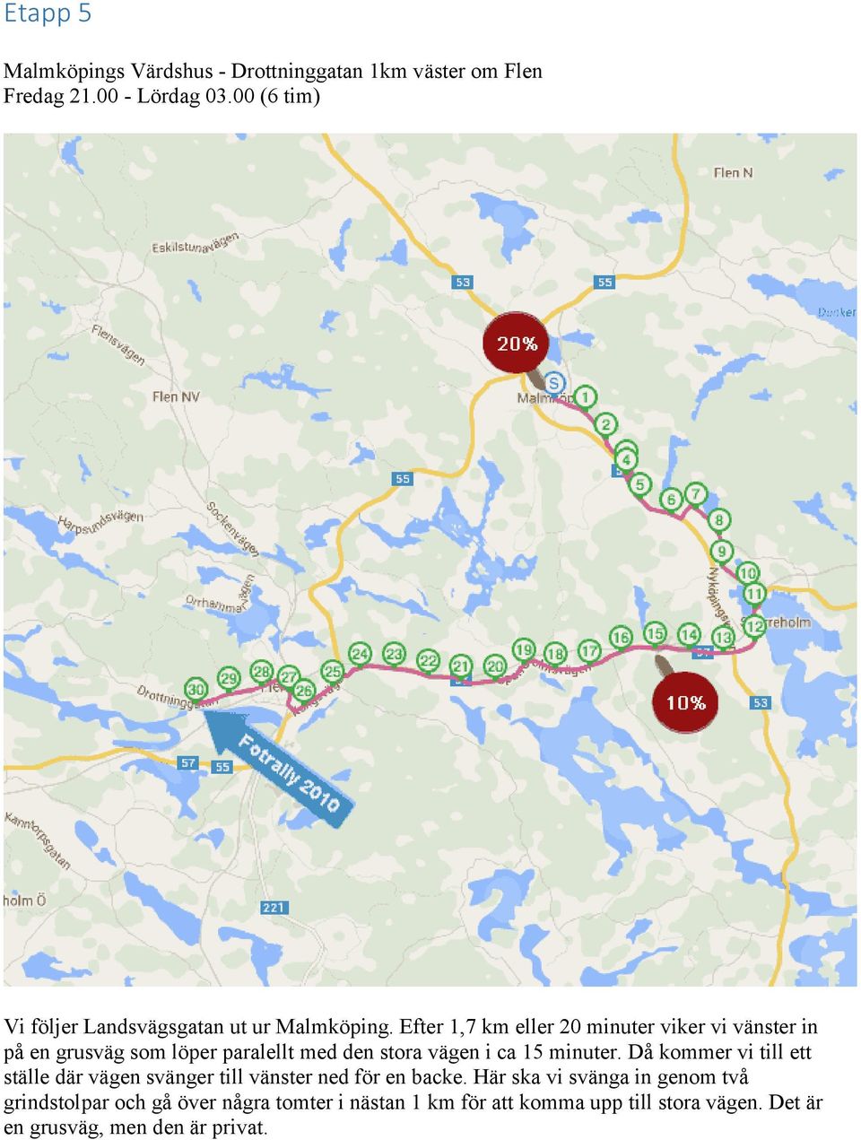 Efter 1,7 km eller 20 minuter viker vi vänster in på en grusväg som löper paralellt med den stora vägen i ca 15 minuter.