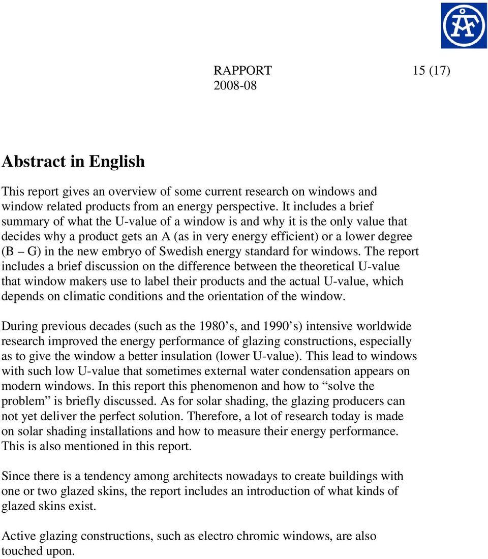 embryo of Swedish energy standard for windows.