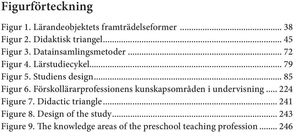 .. 85 Figur 6. Förskollärarprofessionens kunskapsområden i undervisning... 224 Figure 7.