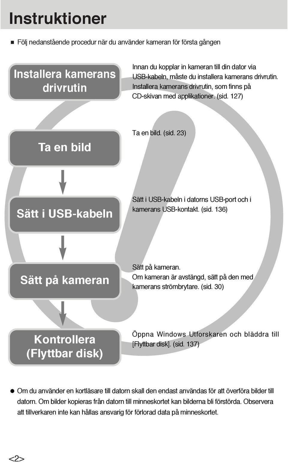 (sid. 136) Sätt på kameran Sätt på kameran. Om kameran är avstängd, sätt på den med kamerans strömbrytare. (sid.