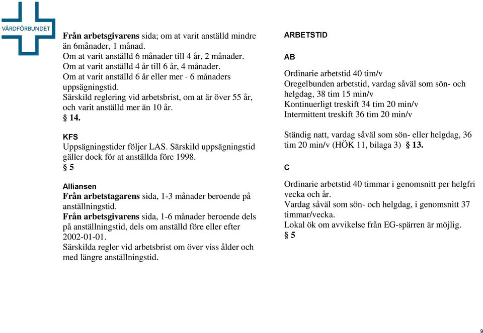 Särskild uppsägningstid gäller dock för at anställda före 1998. 5 rån arbetstagarens sida, 1-3 månader beroende på anställningstid.