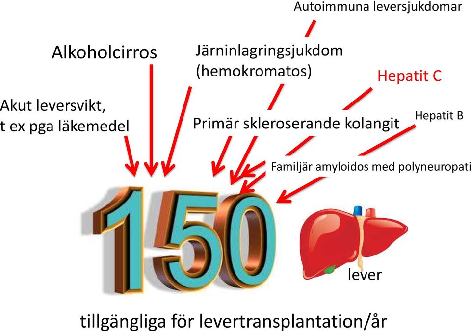 skleroserande kolangit Hepatit C Hepatit B Familjär amyloidos