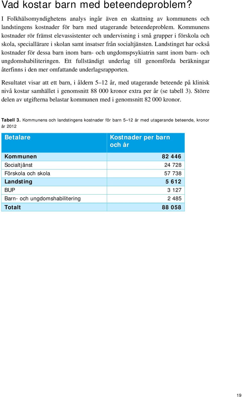 Landstinget har också kostnader för dessa barn inom barn- och ungdomspsykiatrin samt inom barn- och ungdomshabiliteringen.