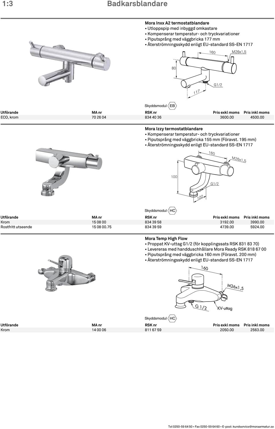 195 mm) Återströmningsskydd enligt EU-standard SS-EN 1717 Krom 15 08 00 834 39 58 3192.00 3990.00 Rostfritt utseende 15 08 00.75 834 39 59 4739.00 5924.