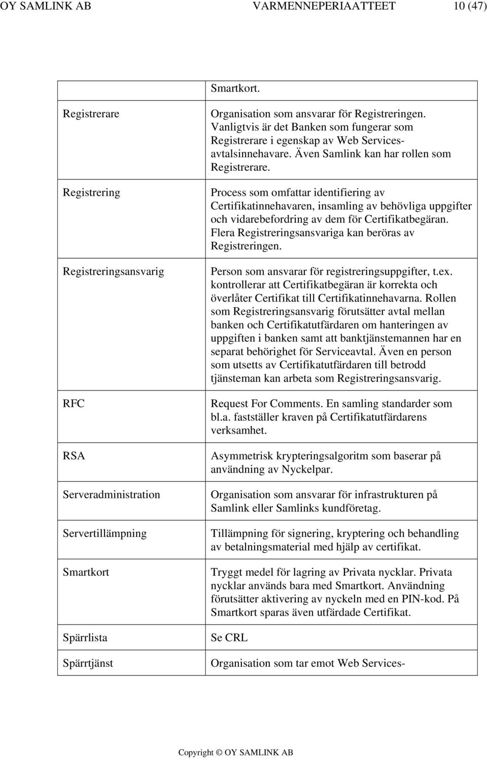 Vanligtvis är det Banken som fungerar som Registrerare i egenskap av Web Servicesavtalsinnehavare. Även Samlink kan har rollen som Registrerare.