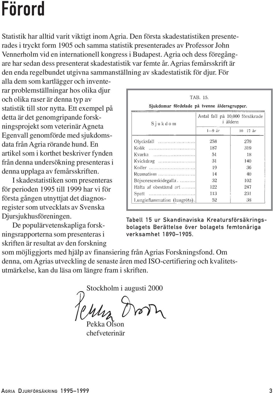 Agria och dess föregångare har sedan dess presenterat skadestatistik var femte år. Agrias femårsskrift är den enda regelbundet utgivna sammanställning av skadestatistik för djur.