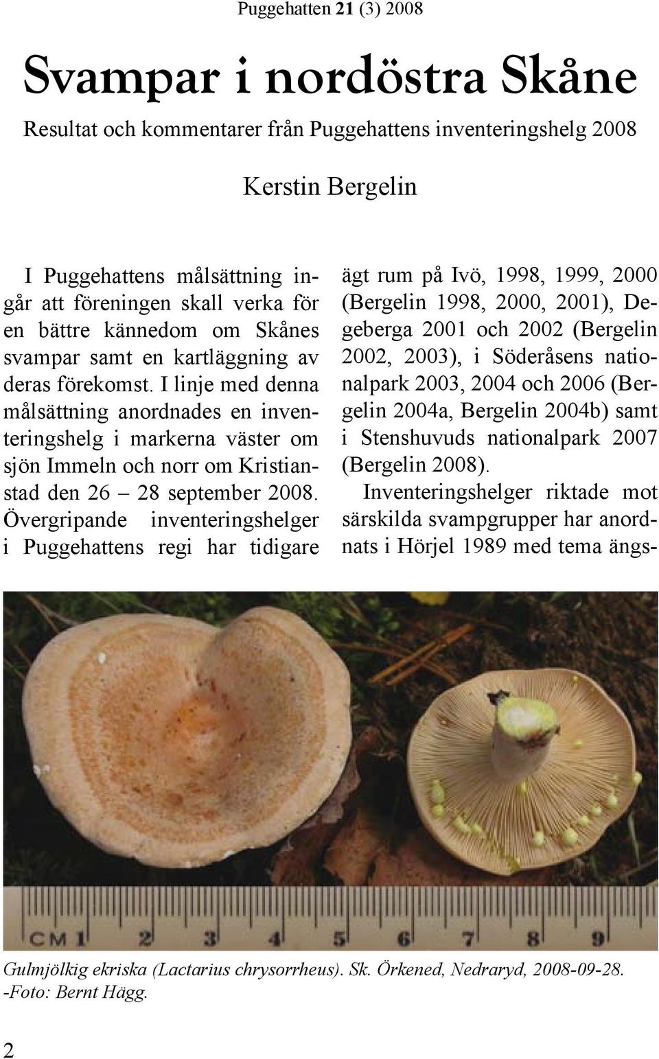 I linje med denna målsättning anordnades en invent eringshelg i markerna väster om sjön Immeln och norr om Kristianstad den 26 28 september 2008.