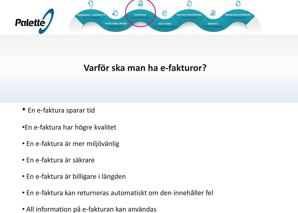 är mer miljövänlig En e-faktura är säkrare En e-faktura är billigare i