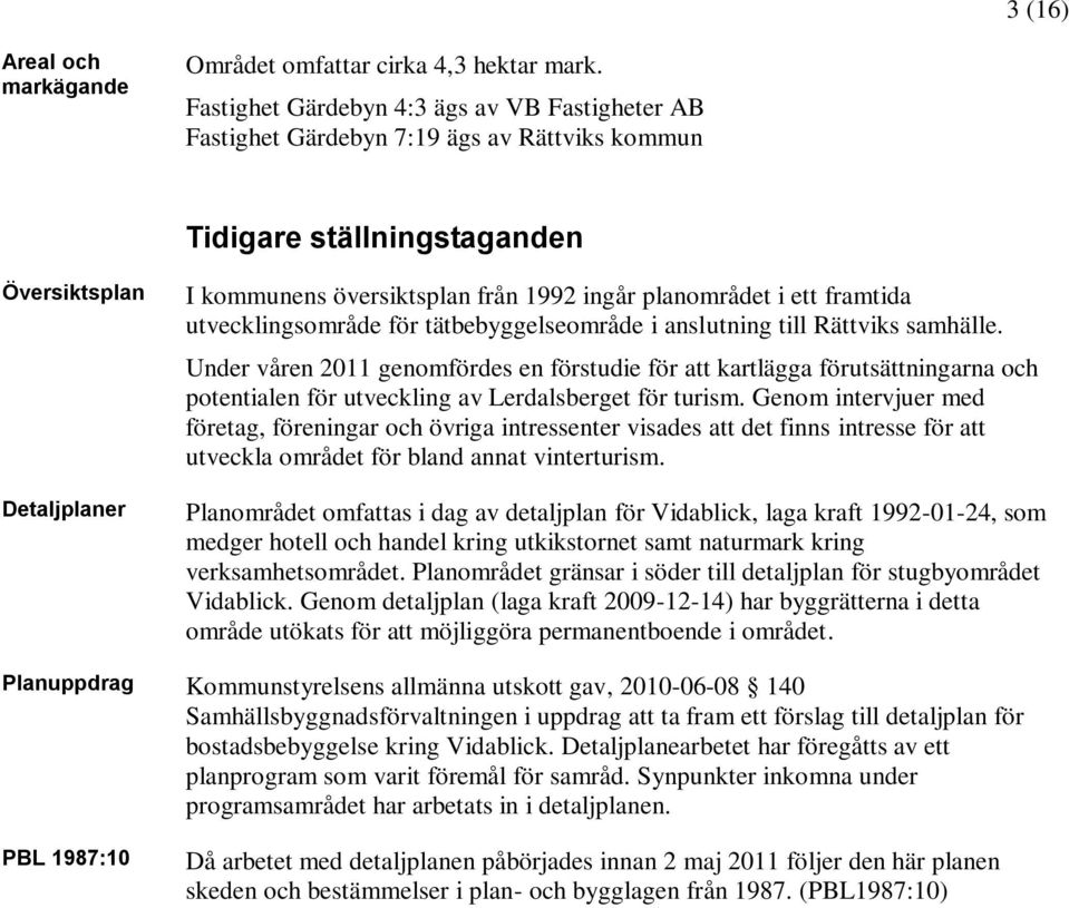 planområdet i ett framtida utvecklingsområde för tätbebyggelseområde i anslutning till Rättviks samhälle.