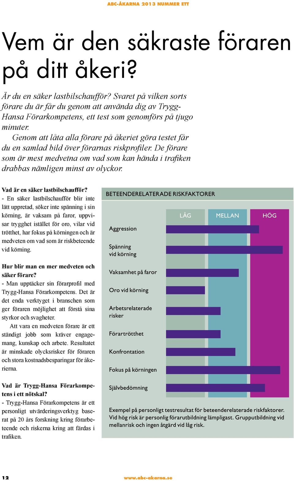 Genom att låta alla förare på åkeriet göra testet får du en samlad bild över förarnas riskprofiler. De förare som är mest medvetna om vad som kan hända i trafiken drabbas nämligen minst av olyckor.