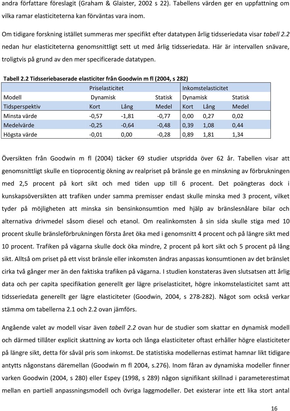 Här är intervallen snävare, troligtvis på grund av den mer specificerade datatypen. Tabell 2.