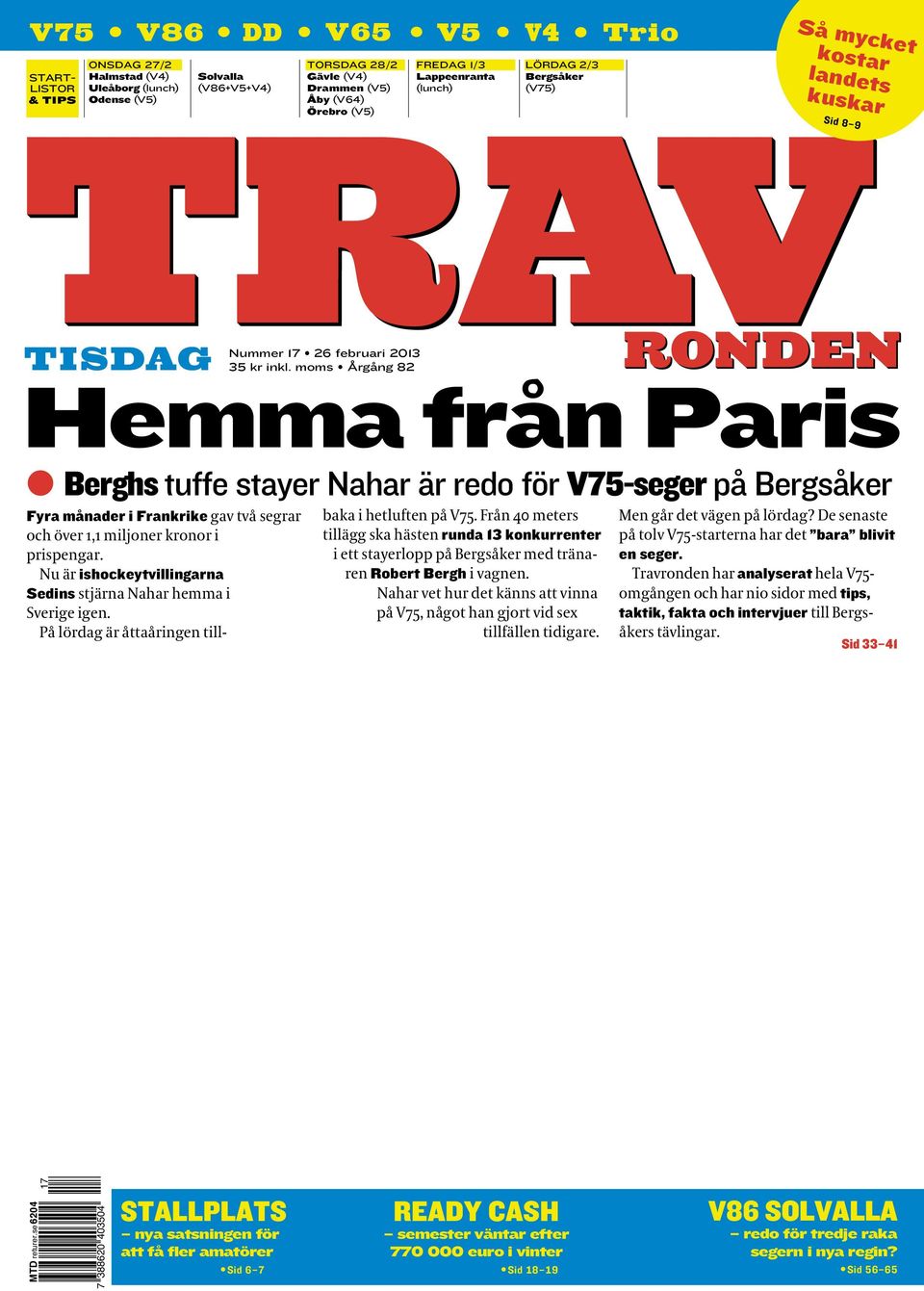 moms Årgång 82 Hemma från Paris Berghs tuffe stayer Nahar är redo för V75-seger på Bergsåker Fyra månader i Frankrike gav två segrar och över 1,1 miljoner kronor i prispengar.