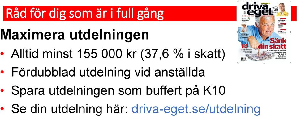 utdelning vid anställda Spara utdelningen som