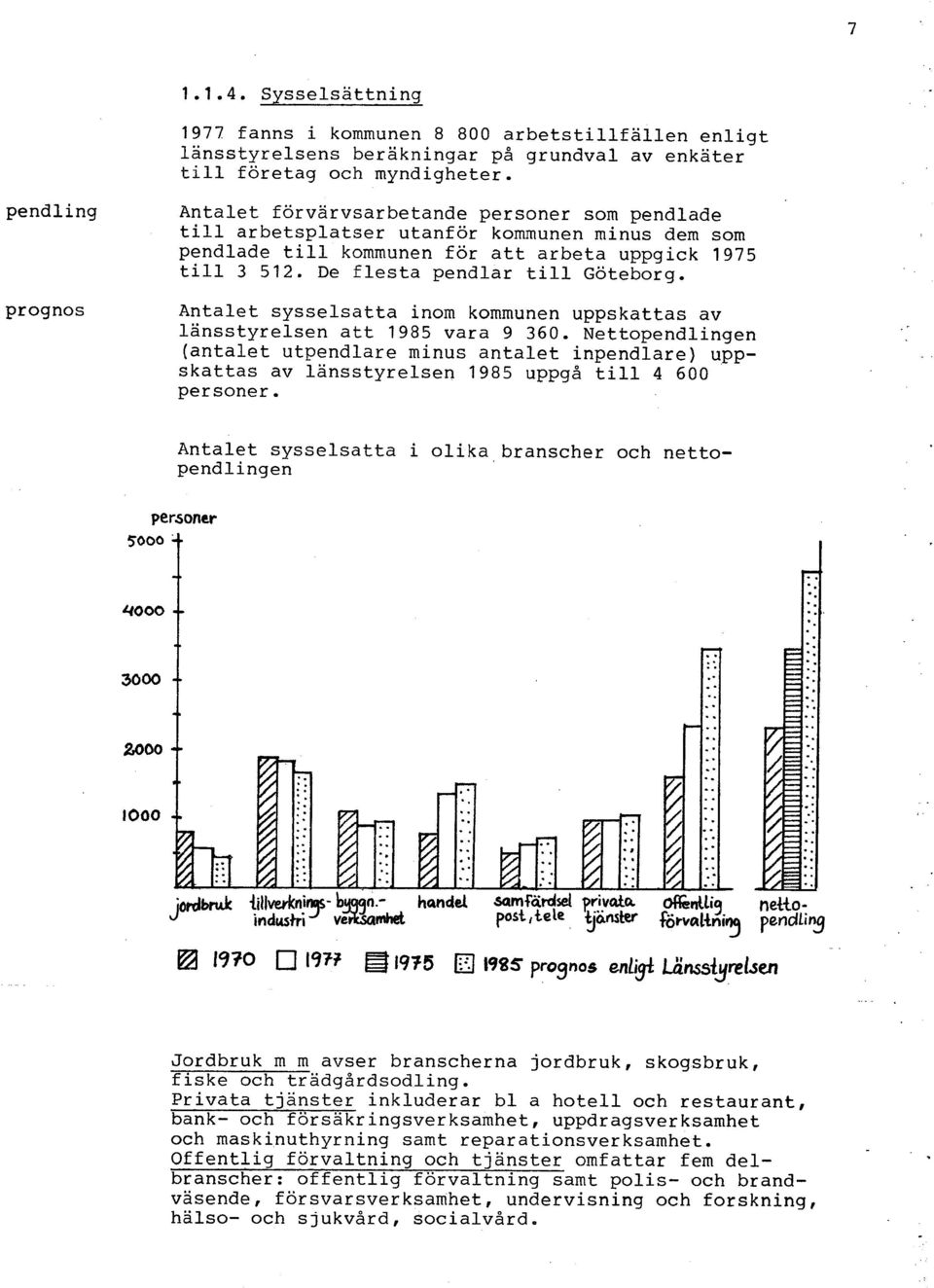 De flesta pendlar till Göteborg. Antalet sysselsatta inom kommunen uppskattas av länsstyrelsen att 1985 vara 9 360.