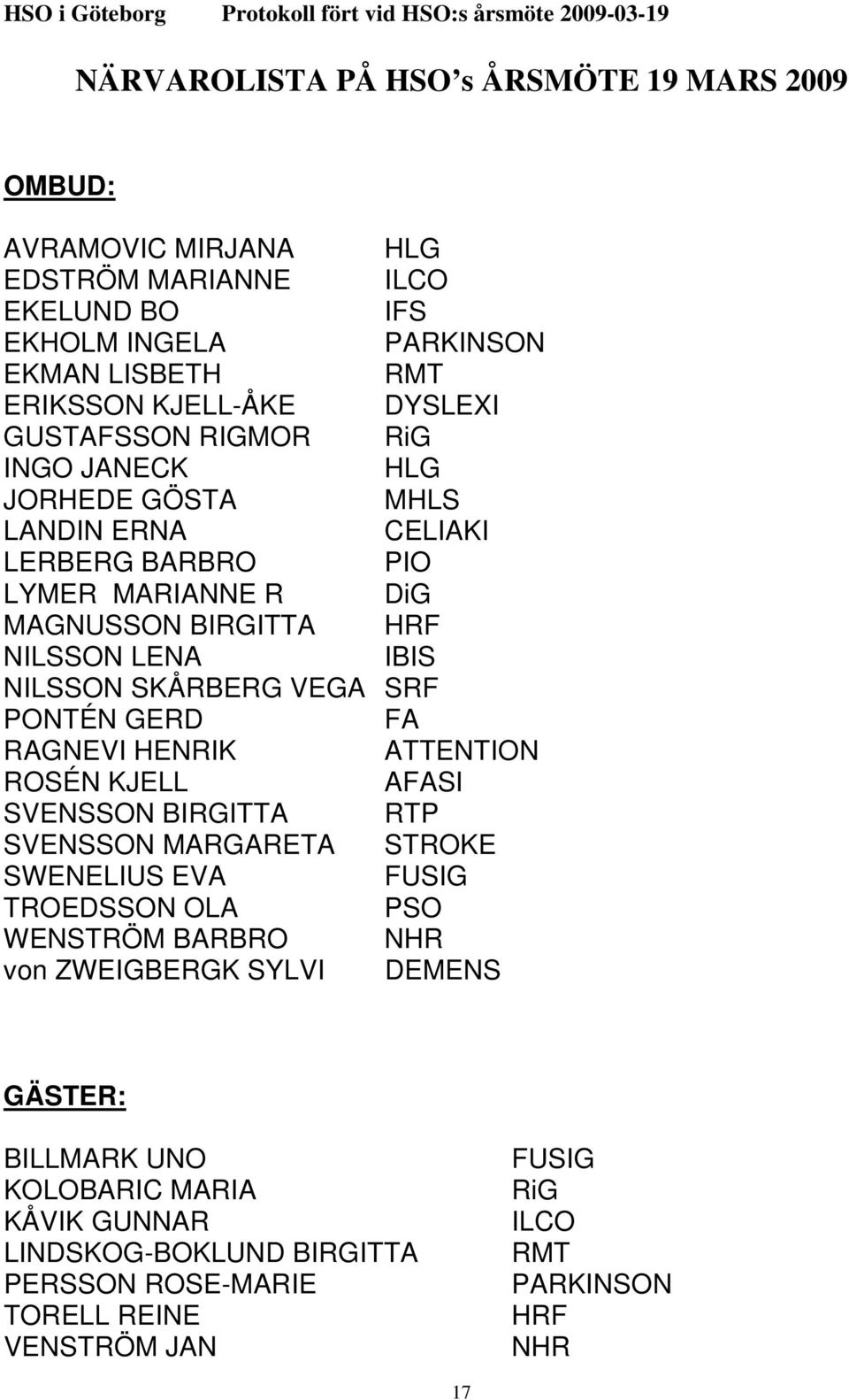 VEGA SRF PONTÉN GERD FA RAGNEVI HENRIK ATTENTION ROSÉN KJELL AFASI SVENSSON BIRGITTA RTP SVENSSON MARGARETA STROKE SWENELIUS EVA FUSIG TROEDSSON OLA PSO WENSTRÖM BARBRO NHR von