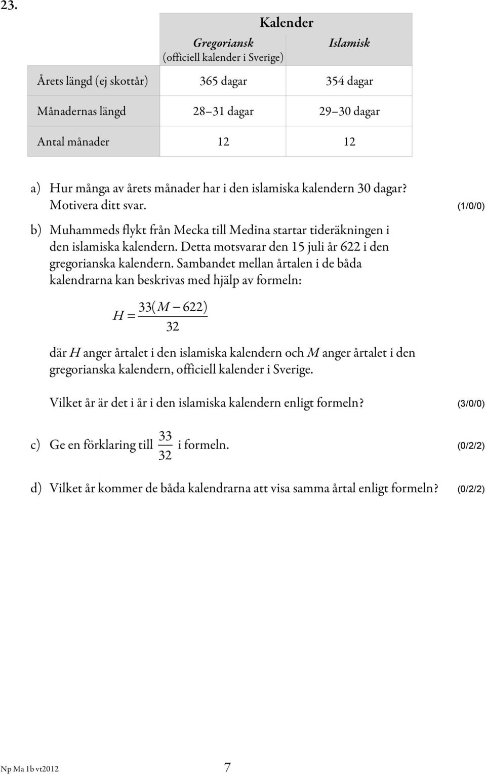 Detta motsvarar den 15 juli år 622 i den gregorianska kalendern. Sambandet mellan årtalen i de båda kalendrarna kan beskrivas med hjälp av formeln: H = 33(M!