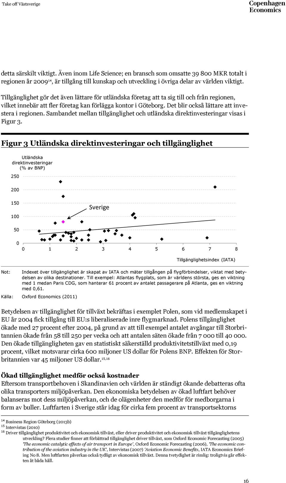 Det blir också lättare att investera i regionen. Sambandet mellan tillgänglighet och utländska direktinvesteringar visas i Figur 3.