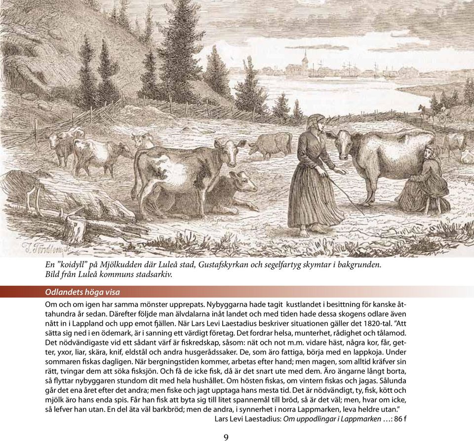 Därefter följde man älvdalarna inåt landet och med tiden hade dessa skogens odlare även nått in i Lappland och upp emot fjällen. När Lars Levi Laestadius beskriver situationen gäller det 1820-tal.