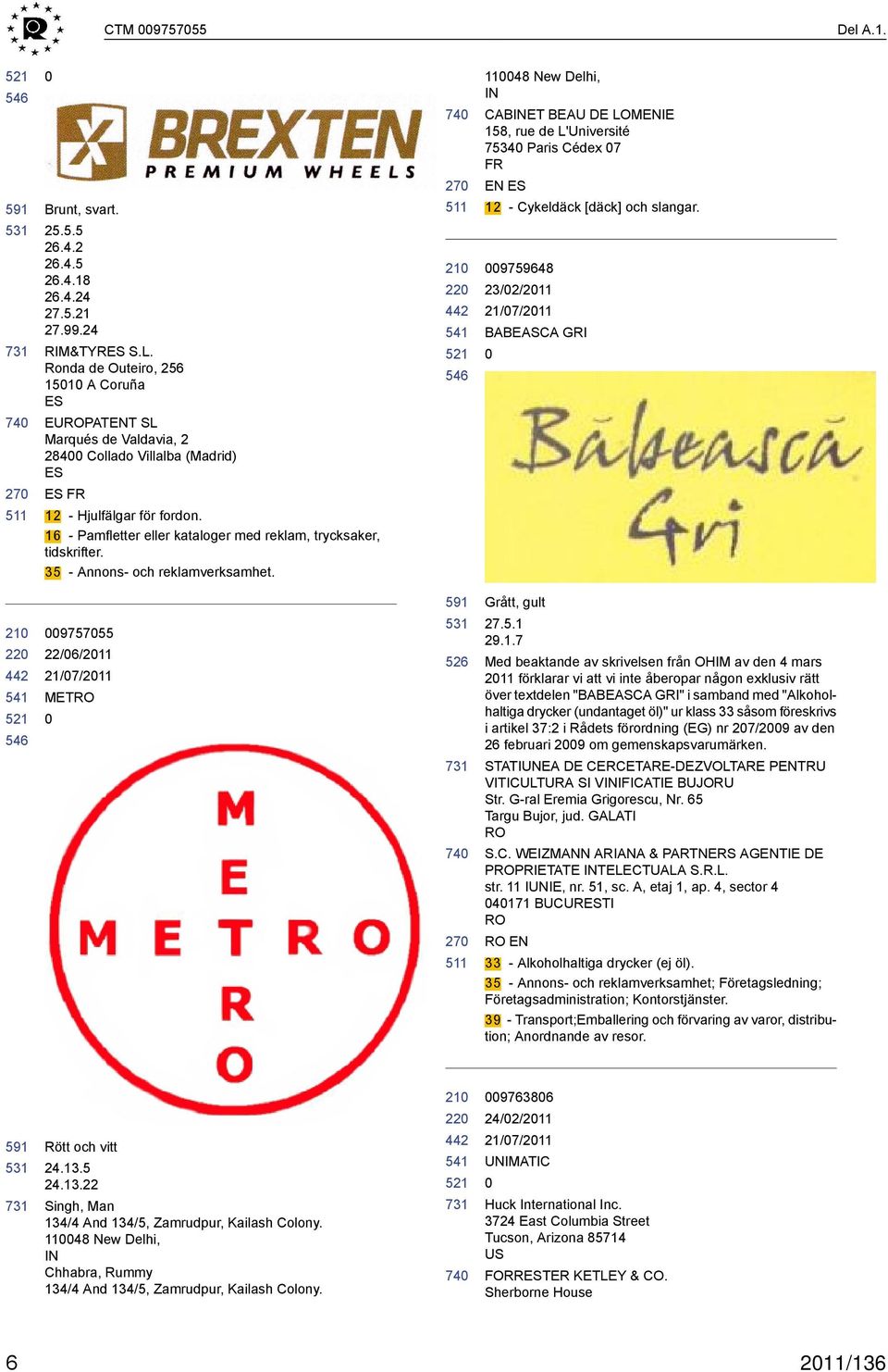 16 - Pamfletter eller kataloger med reklam, trycksaker, tidskrifter. 35 - Annons- och reklamverksamhet.