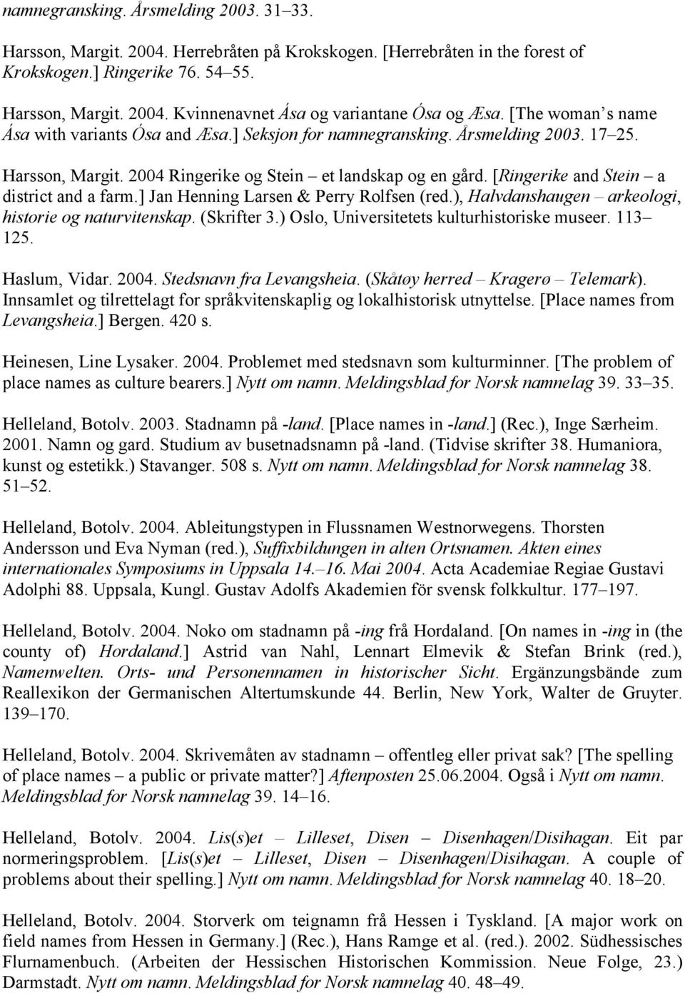 [Ringerike and Stein a district and a farm.] Jan Henning Larsen & Perry Rolfsen (red.), Halvdanshaugen arkeologi, historie og naturvitenskap. (Skrifter 3.