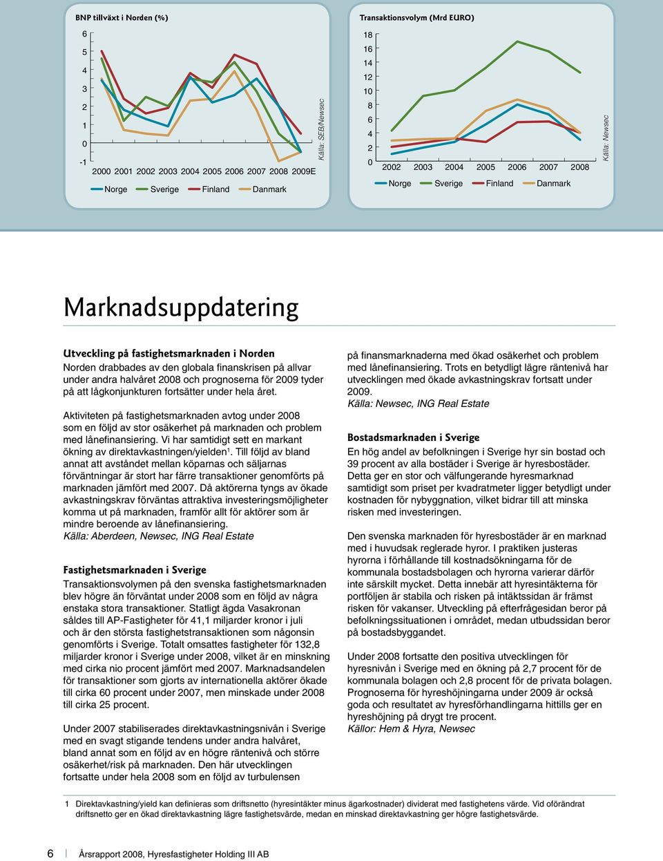 andra halvåret 2008 och prognoserna för 2009 tyder på att lågkonjunkturen fortsätter under hela året.