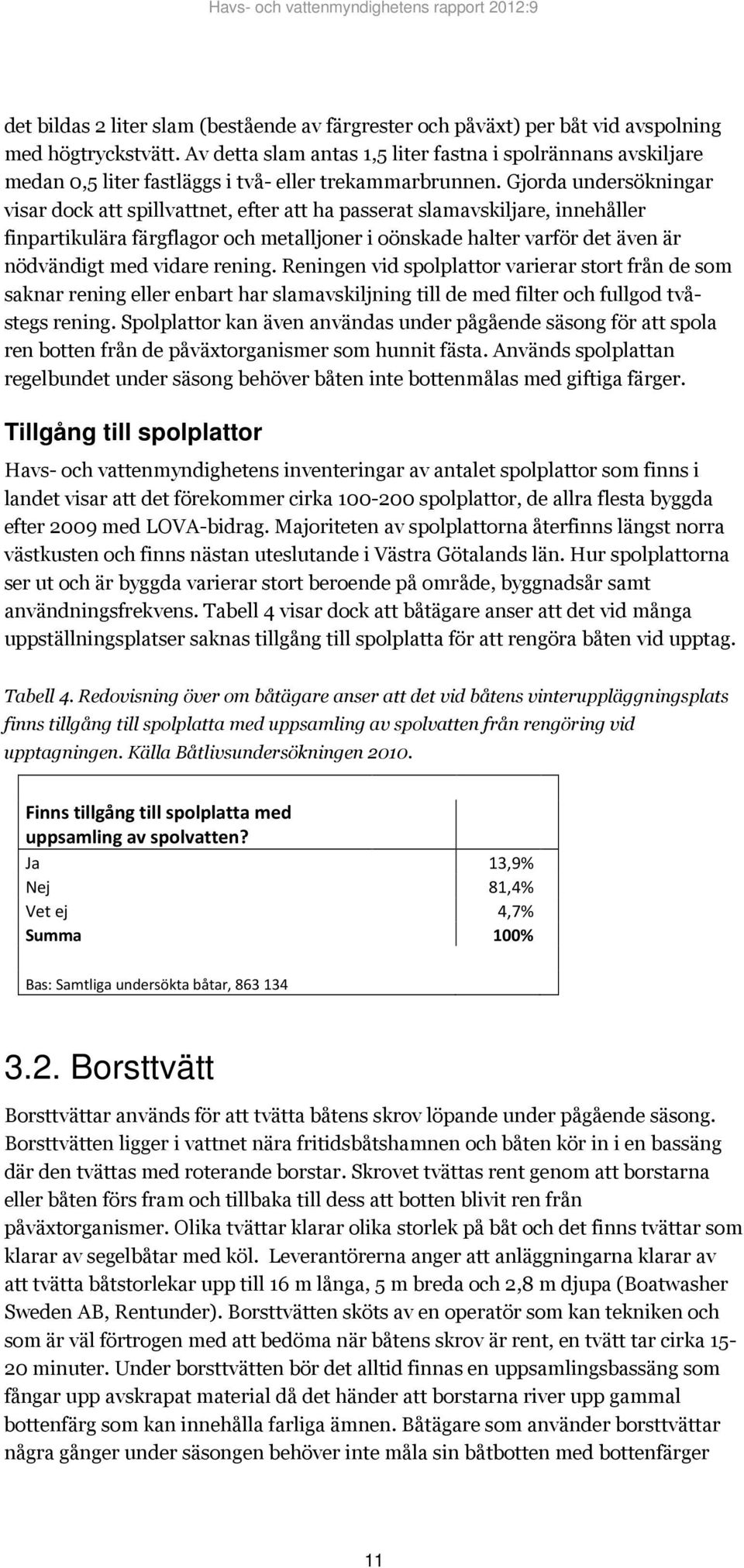 Gjorda undersökningar visar dock att spillvattnet, efter att ha passerat slamavskiljare, innehåller finpartikulära färgflagor och metalljoner i oönskade halter varför det även är nödvändigt med