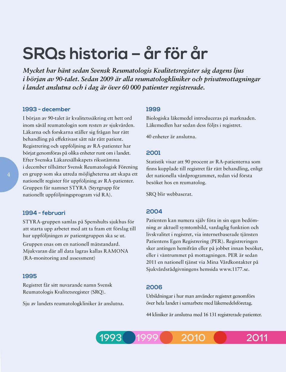 4 1993 - december I början av 90-talet är kvalitetssäkring ett hett ord inom såväl reumatologin som resten av sjukvården.