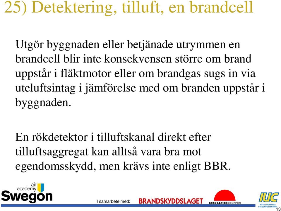 uteluftsintag i jämförelse med om branden uppstår i byggnaden.