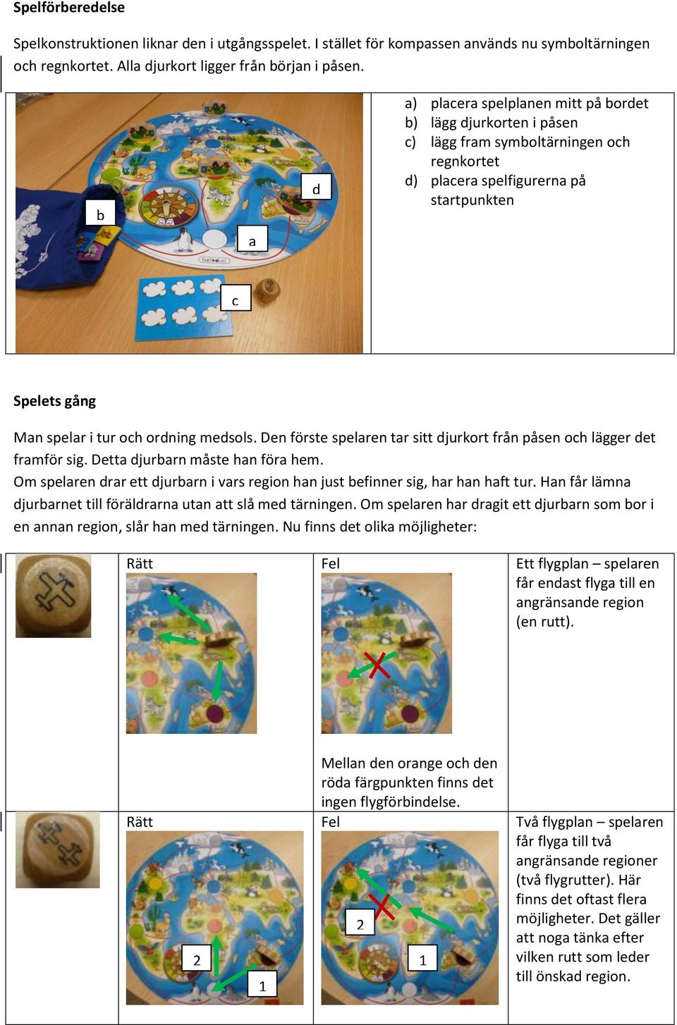 medsols. Den förste spelaren tar sitt djurkort från påsen och lägger det framför sig. Detta djurbarn måste han föra hem.