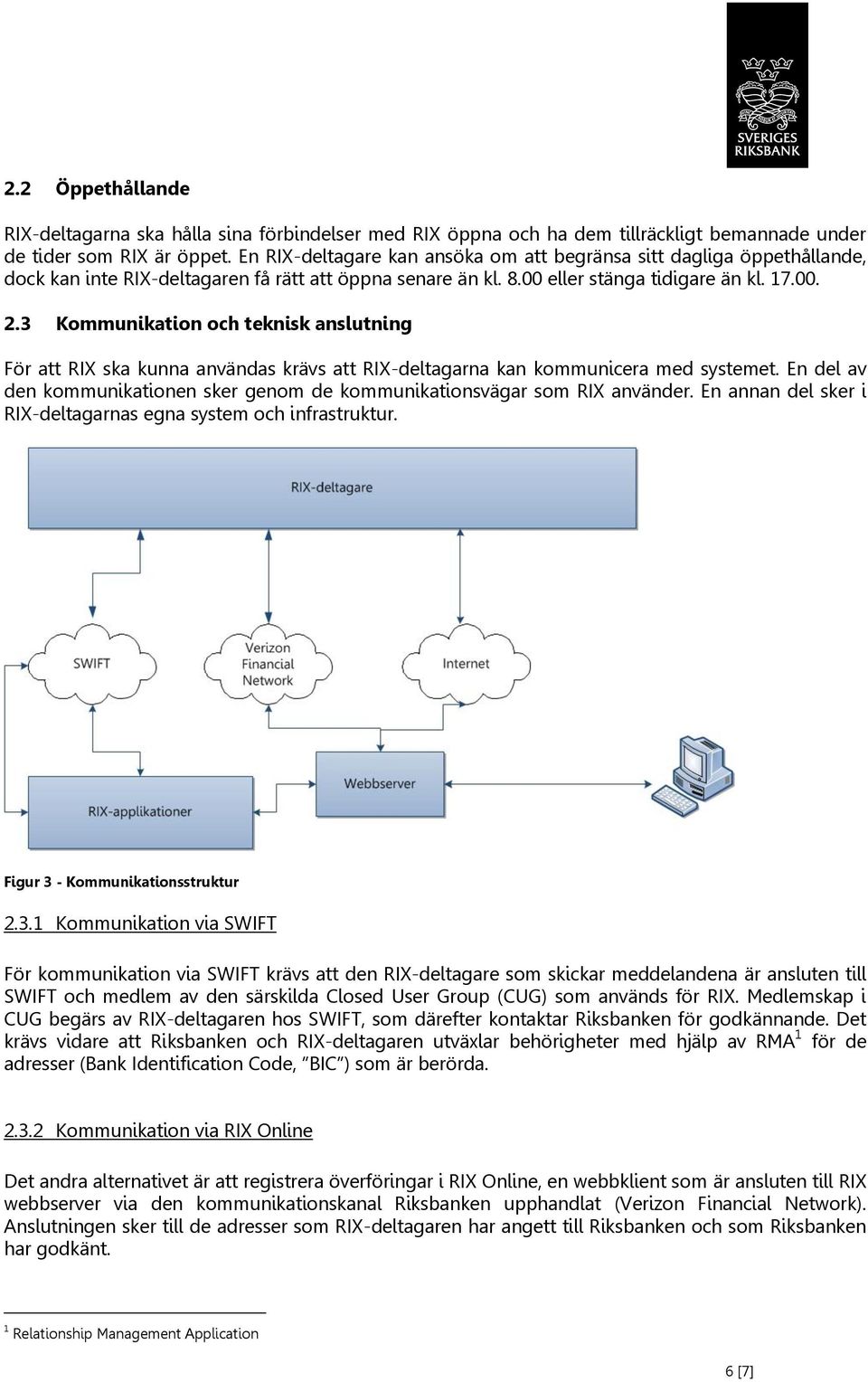 3 Kommunikation och teknisk anslutning För att RIX ska kunna användas krävs att RIX-deltagarna kan kommunicera med systemet.