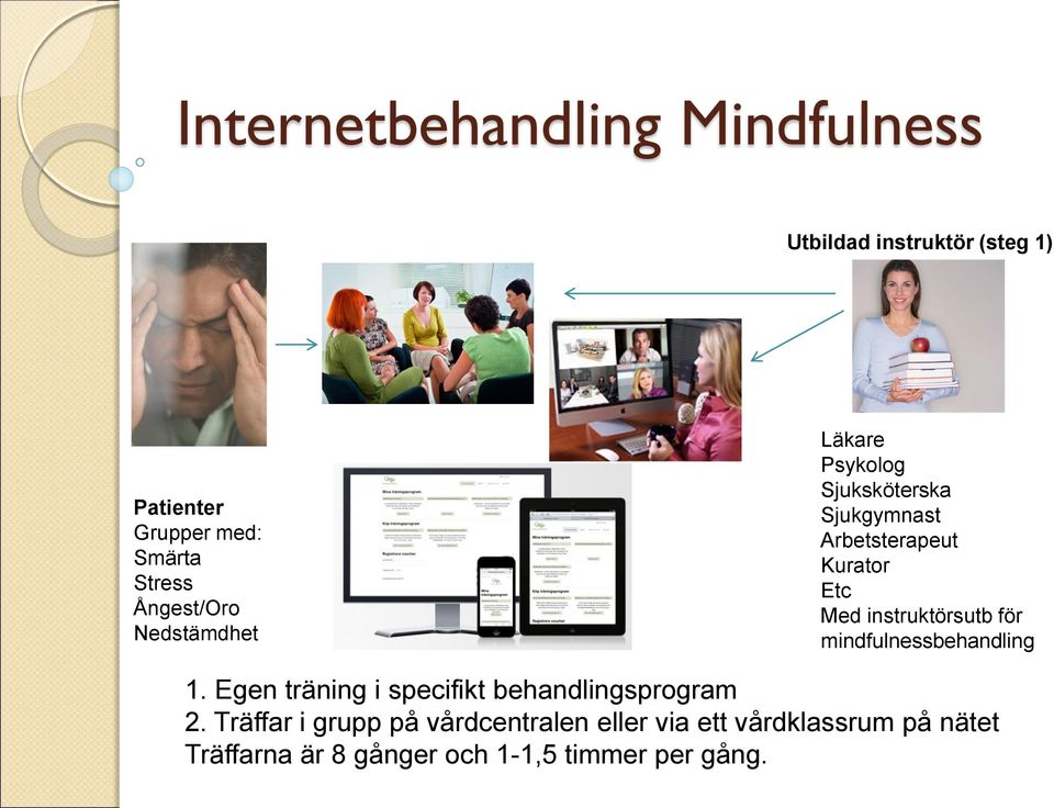 instruktörsutb för mindfulnessbehandling 1. Egen träning i specifikt behandlingsprogram 2.