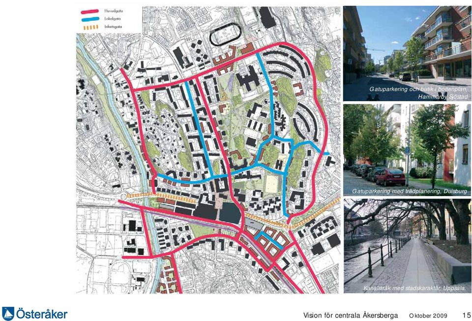 med trädplanering, Duisburg Kanalstråk med