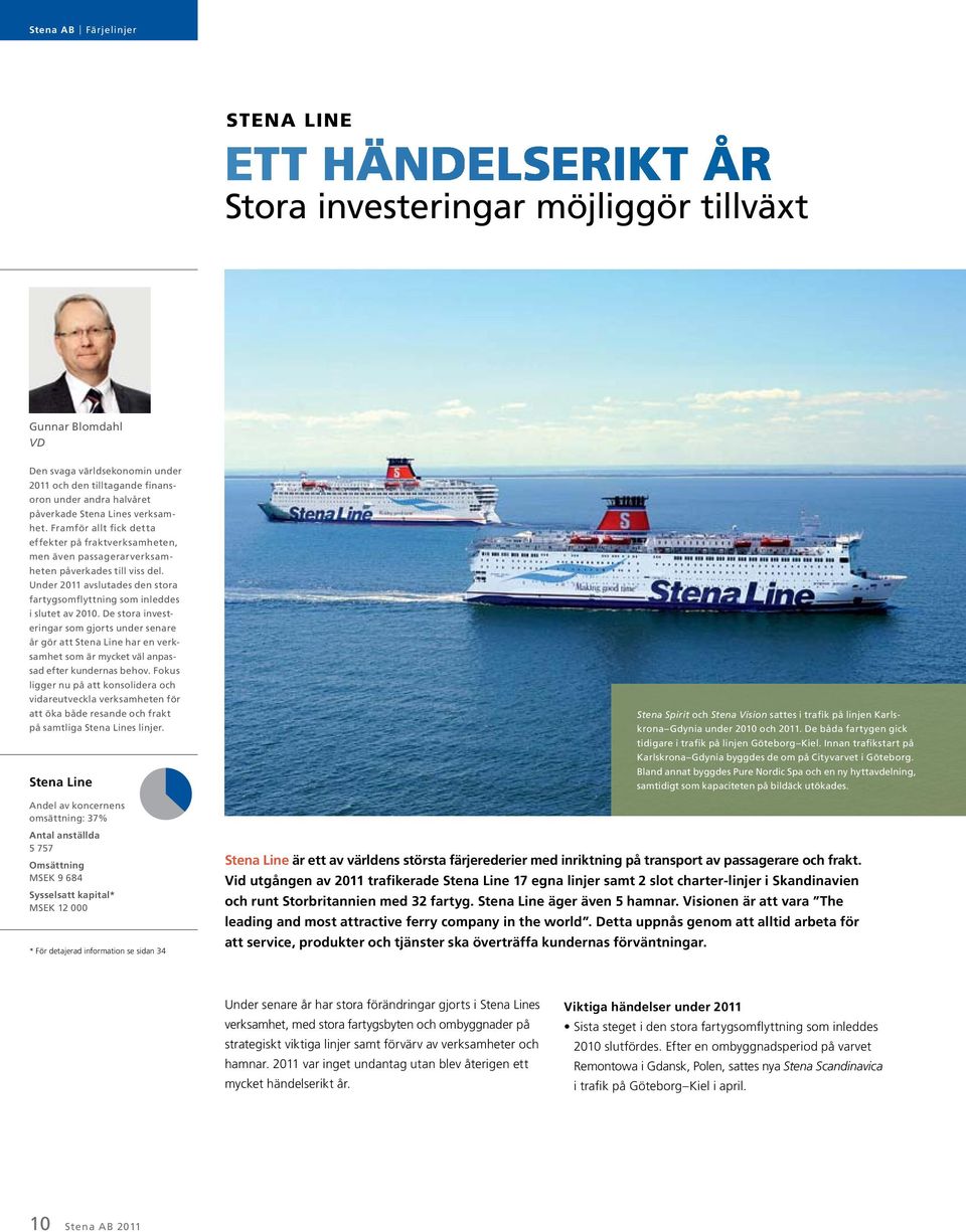 Under 2011 avslutades den stora fartygsomflyttning som inleddes i slutet av 2010.