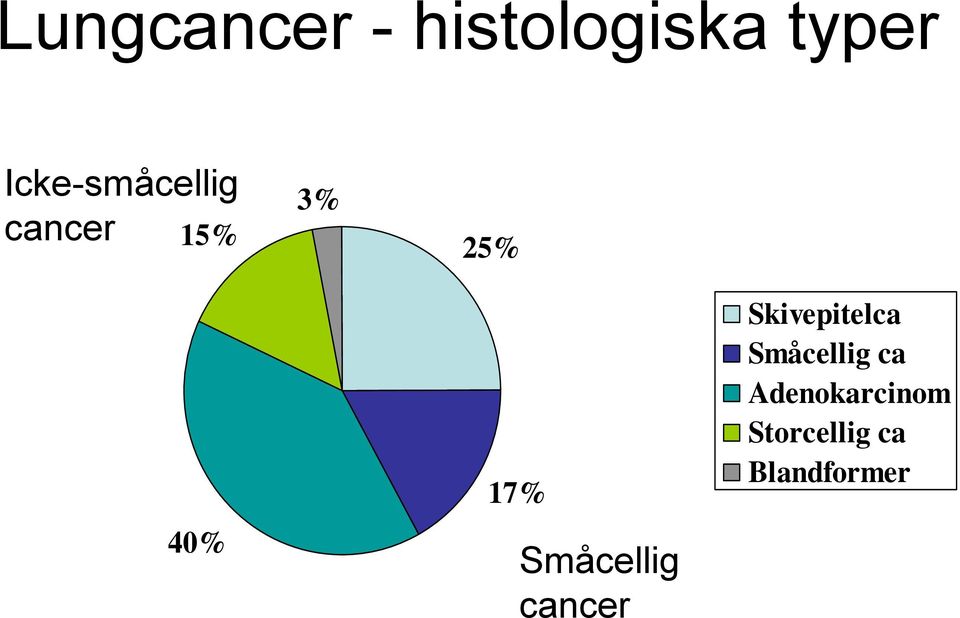 17% Småcellig cancer Skivepitelca