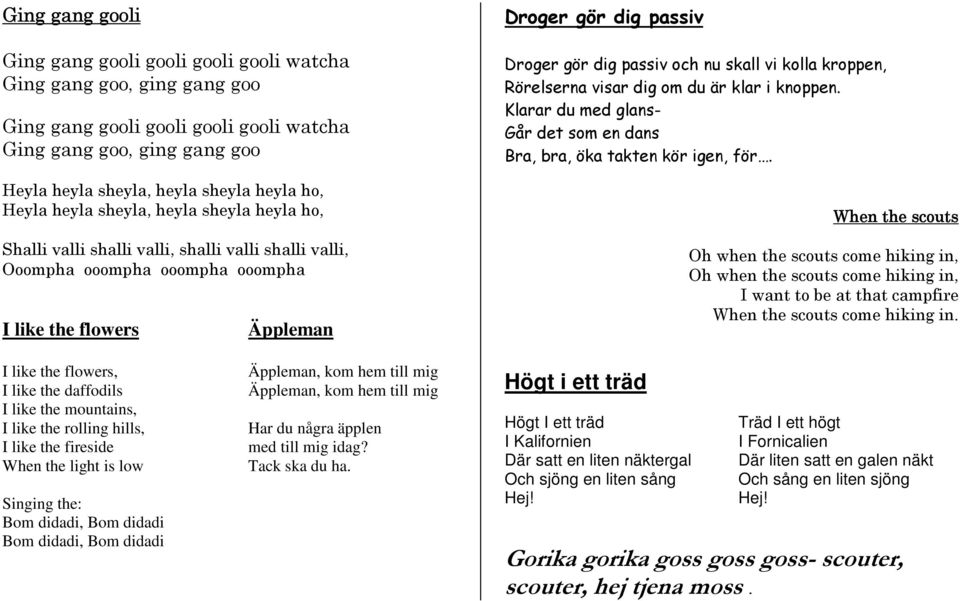 passiv och nu skall vi kolla kroppen, Rörelserna visar dig om du är klar i knoppen. Klarar du med glans- Går det som en dans Bra, bra, öka takten kör igen, för.