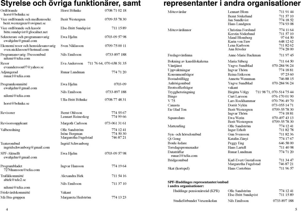 com Ekonomi/resor och hemsidesansvarig Sven Niklasson 0709-75 00 11 sven.nicklasson@hotmail.com Programansvarig /Pressombud Nils Emilsson 0733-897 188 nilemi@telia.