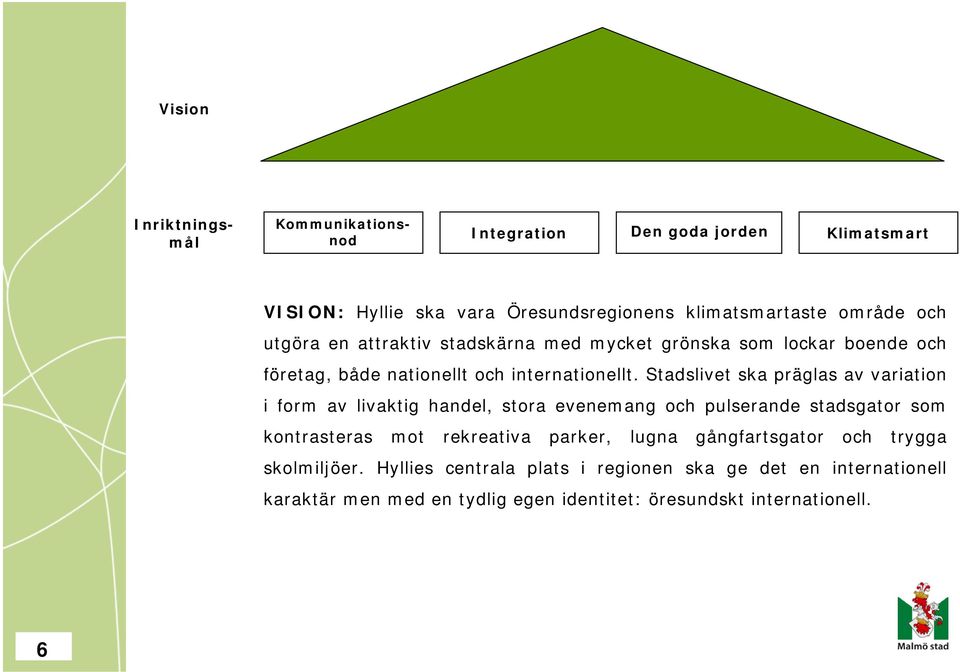 Stadslivet ska präglas av variation i form av livaktig handel, stora evenemang och pulserande stadsgator som kontrasteras mot rekreativa parker, lugna