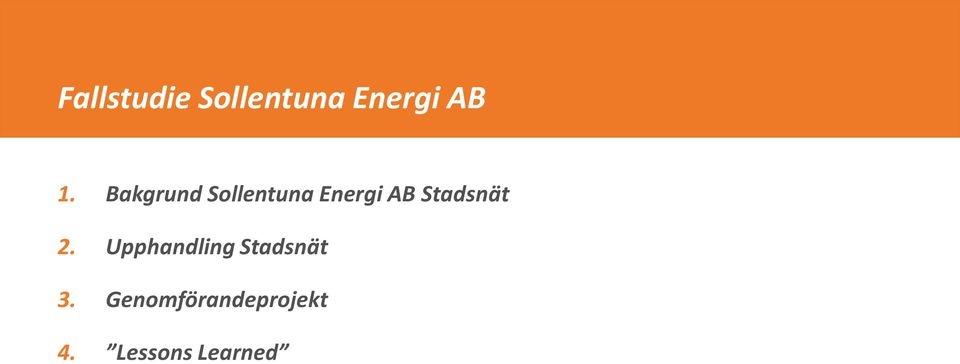 Stadsnät 2. Upphandling Stadsnät 3.