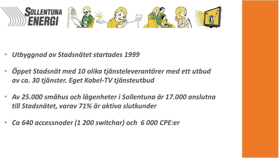 Eget Kabel-TV tjänsteutbud Av 25.000 småhus och lägenheter i Sollentuna är 17.
