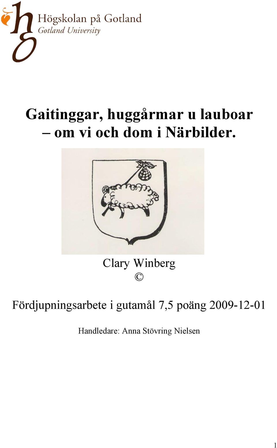 Clary Winberg Fördjupningsarbete i