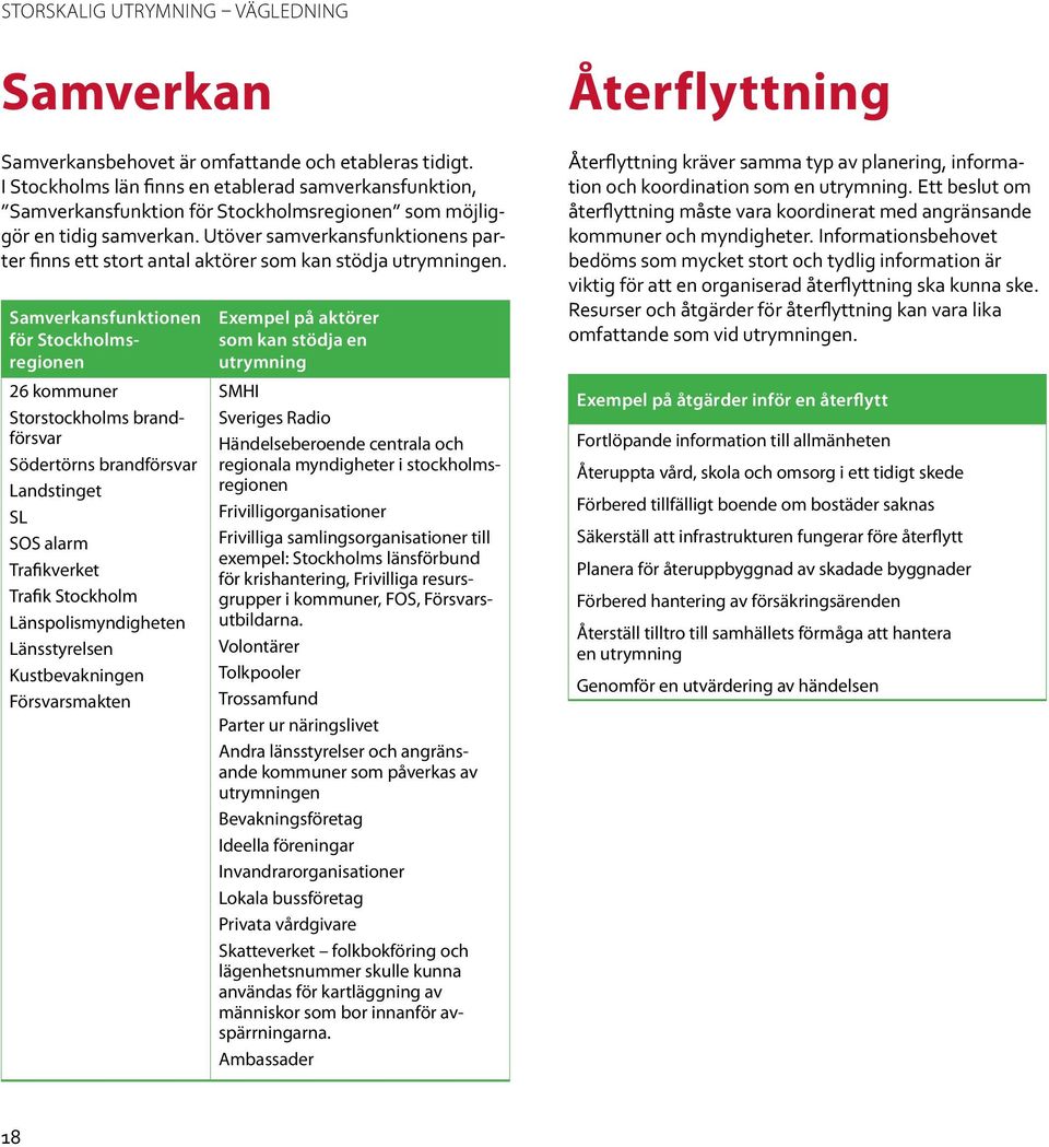 Samverkans funktionen för Stockholmsregionen 26 kommuner Storstockholms brandförsvar Södertörns brandförsvar Landstinget SL SOS alarm Trafikverket Trafik Stockholm Länspolismyndigheten Länsstyrelsen