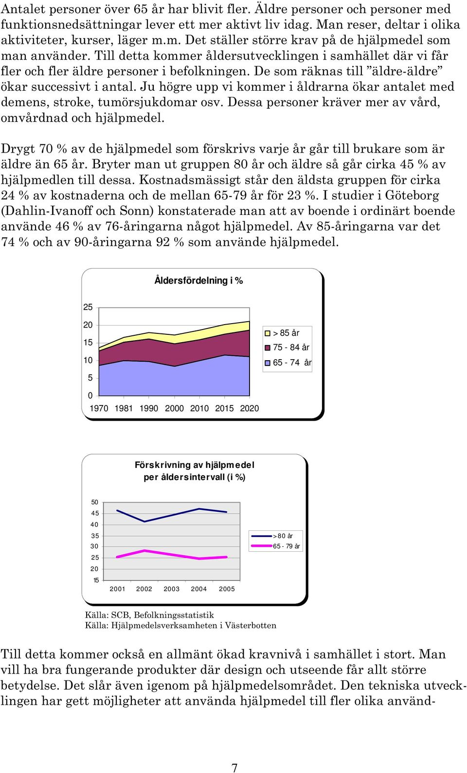 Ju högre upp vi kommer i åldrarna ökar antalet med demens, stroke, tumörsjukdomar osv. Dessa personer kräver mer av vård, omvårdnad och hjälpmedel.