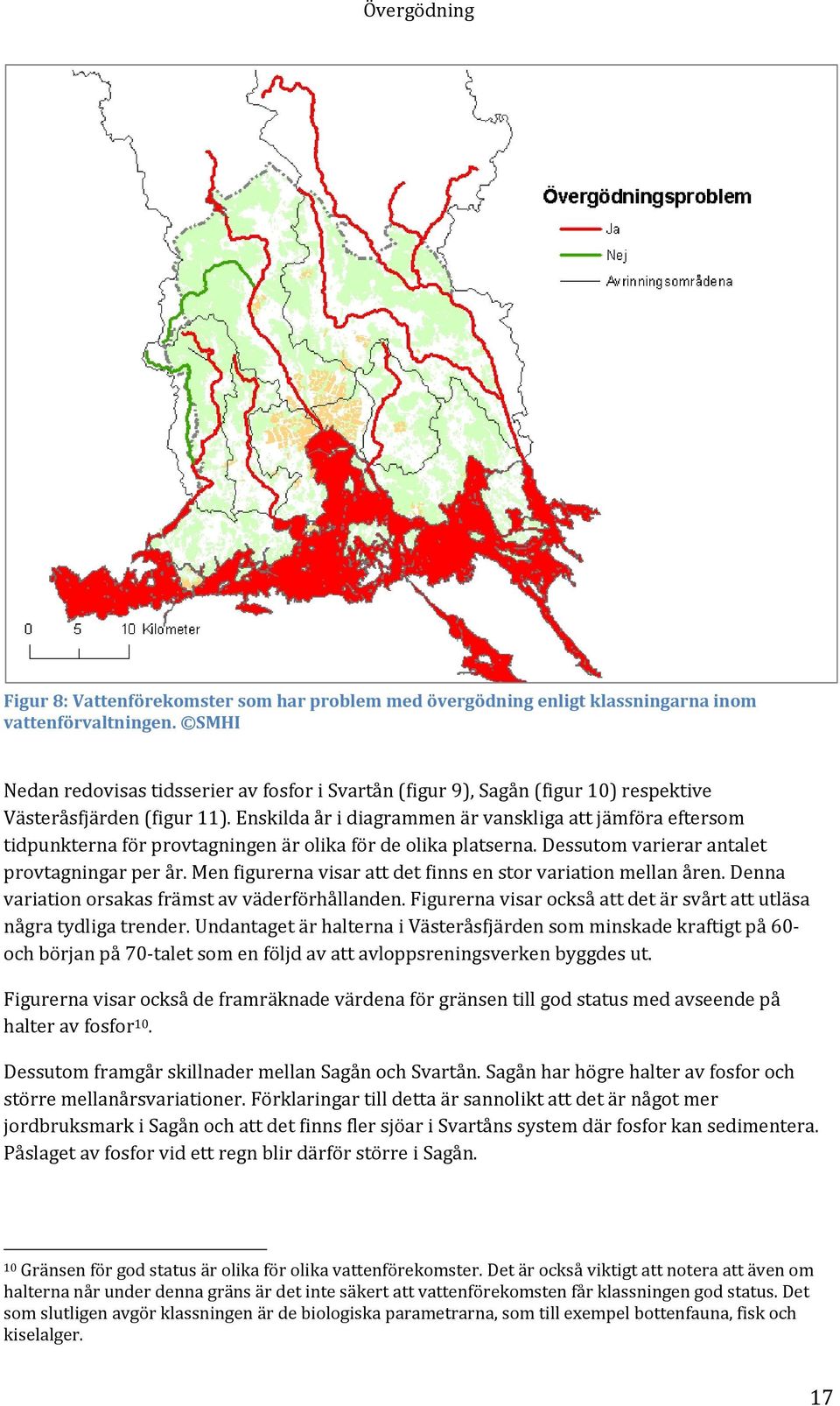 Enskilda år i diagrammen är vanskliga att jämföra eftersom tidpunkterna för provtagningen är olika för de olika platserna. Dessutom varierar antalet provtagningar per år.