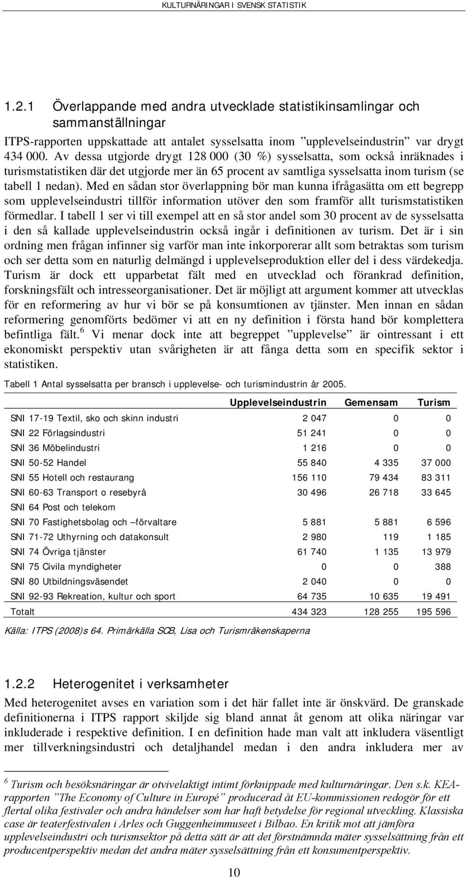 Med en sådan stor överlappning bör man kunna ifrågasätta om ett begrepp som upplevelseindustri tillför information utöver den som framför allt turismstatistiken förmedlar.