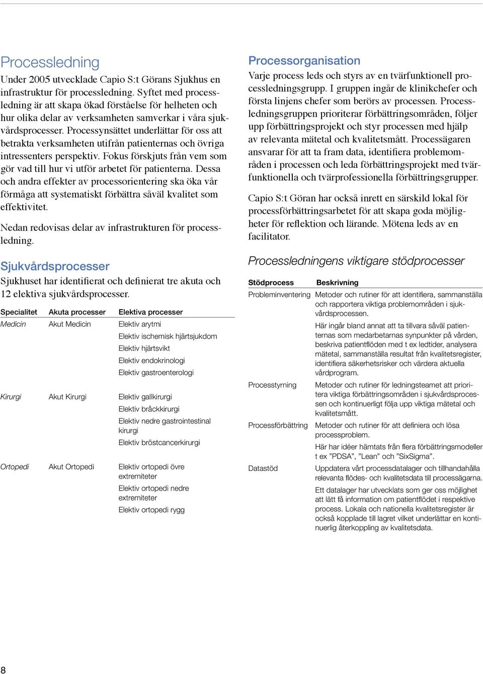 Processynsättet underlättar för oss att betrakta verksamheten utifrån patienternas och övriga intressenters perspektiv. Fokus förskjuts från vem som gör vad till hur vi utför arbetet för patienterna.