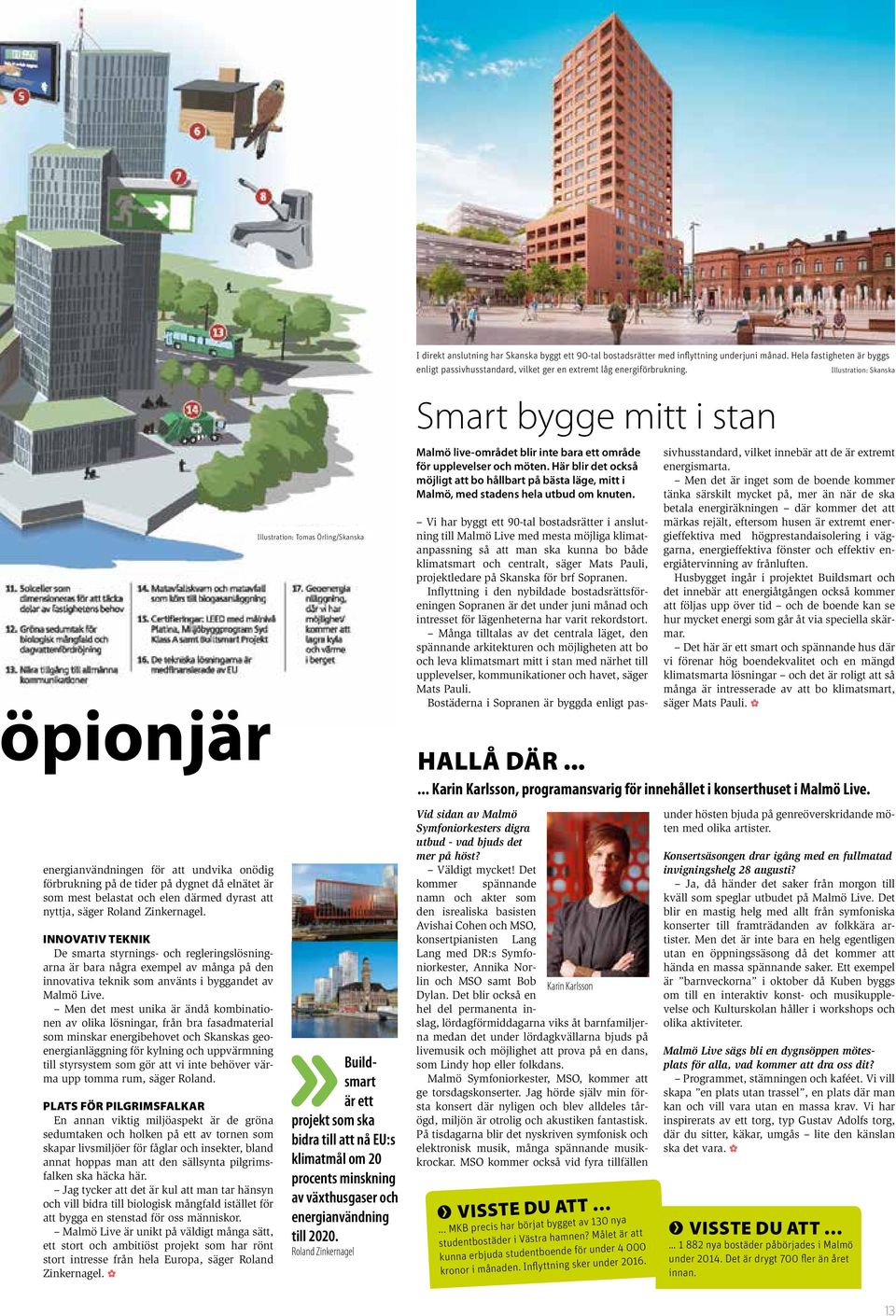 Men det mest unika är ändå kombinationen av olika lösningar, från bra fasadmaterial som minskar energibehovet och Skanskas geoenergianläggning för kylning och uppvärmning till styrsystem som gör att