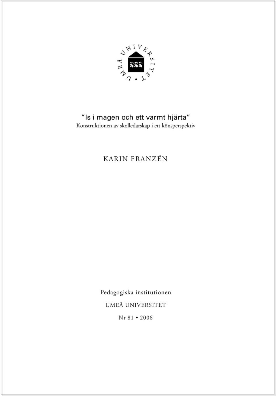 könsperspektiv KARIN FRANZÉN