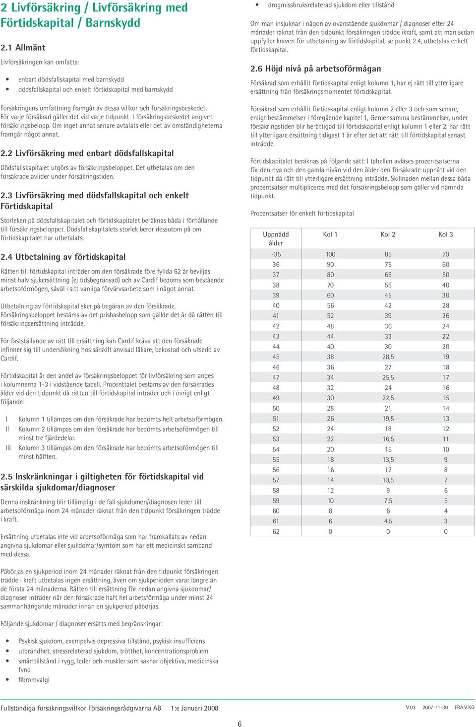 försäkringsbeskedet. För varje försäkrad gäller det vid varje tidpunkt i försäkringsbeskedet angivet försäkringsbelopp.